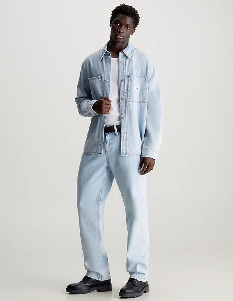 Camisa Vaquera Calvin Klein Jeans con Logo Azul Hombre