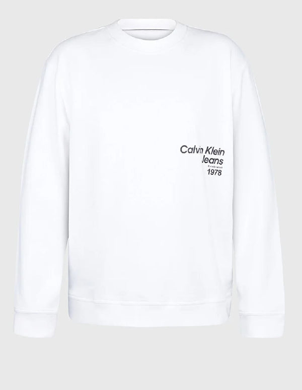 Sudadera Calvin Klein Jeans con Logo Difuso Blanca Hombre