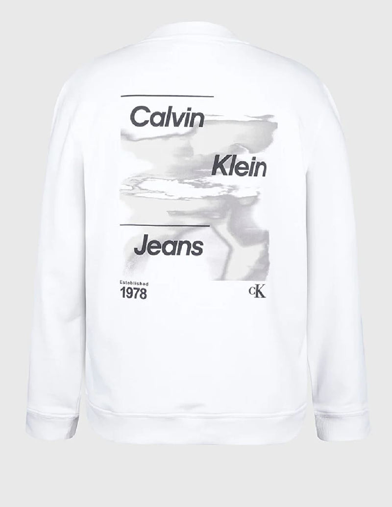 Sudadera Calvin Klein Jeans con Logo Difuso Blanca Hombre