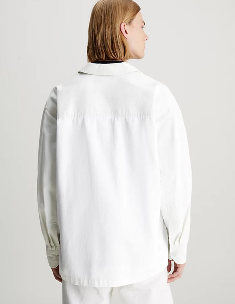 Sobrecamisa Calvin Klein Jeans de Sarga de Algodon Blanca Hombre