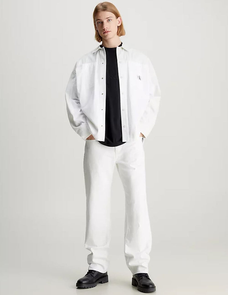 Sobrecamisa Calvin Klein Jeans de Sarga de Algodon Blanca Hombre