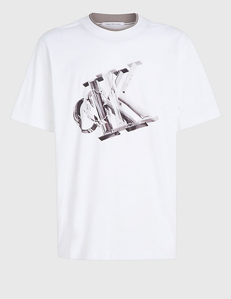 Camiseta Calvin Klein Jeans Oversized con Monograma Blanca Hombre