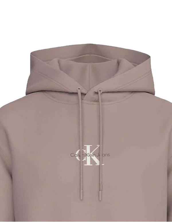 Sudadera con Capucha Calvin Klein Jeans con Logo Marrón Hombre