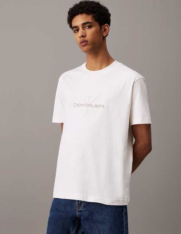 Camiseta Calvin Klein Jeans con Logo de Chenilla Blanca Hombre