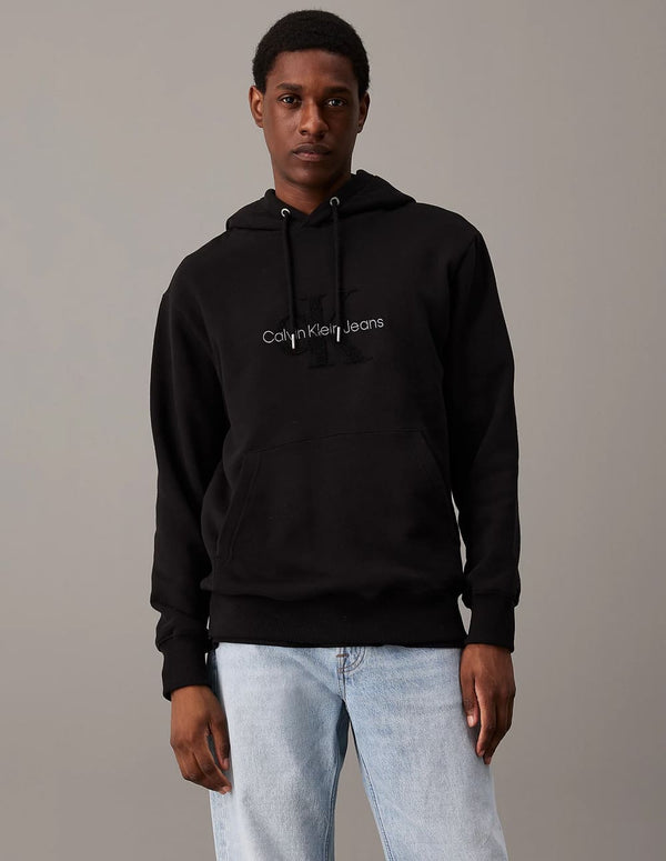 Sudadera con Capucha Calvin Klein Jeans con Logo de Chenilla Negra Hombre