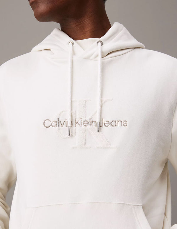 Sudadera con Capucha Calvin Klein Jeans con Logo de Chenilla Blanca Hombre