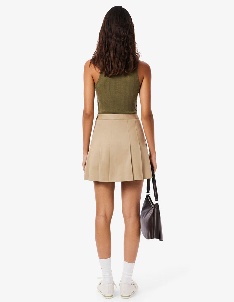 Falda Lacoste Plisada Elástica Beige Mujer