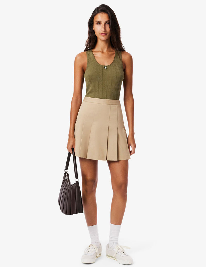 Falda Lacoste Plisada Elástica Beige Mujer