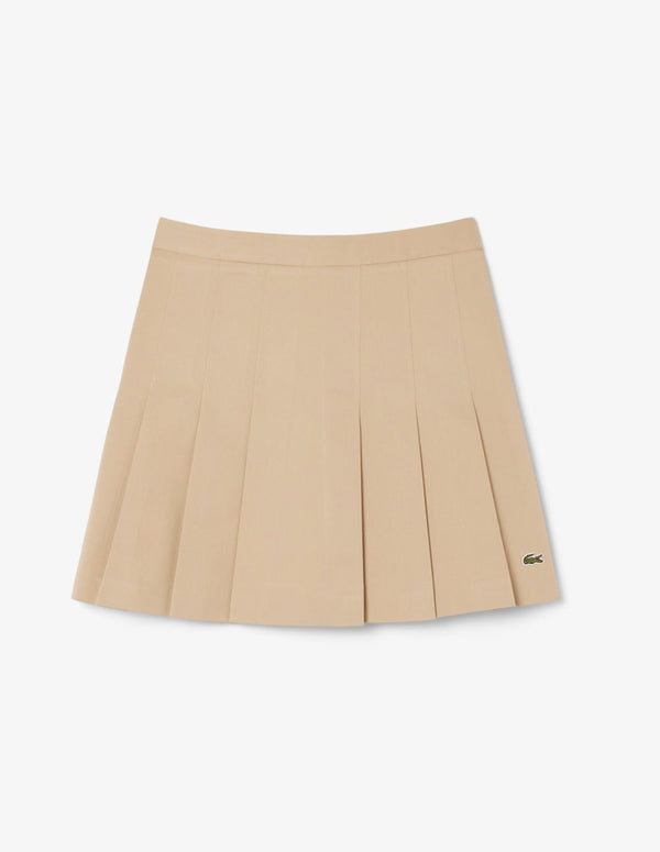 Falda Lacoste Plisada Elástica Beige Mujer