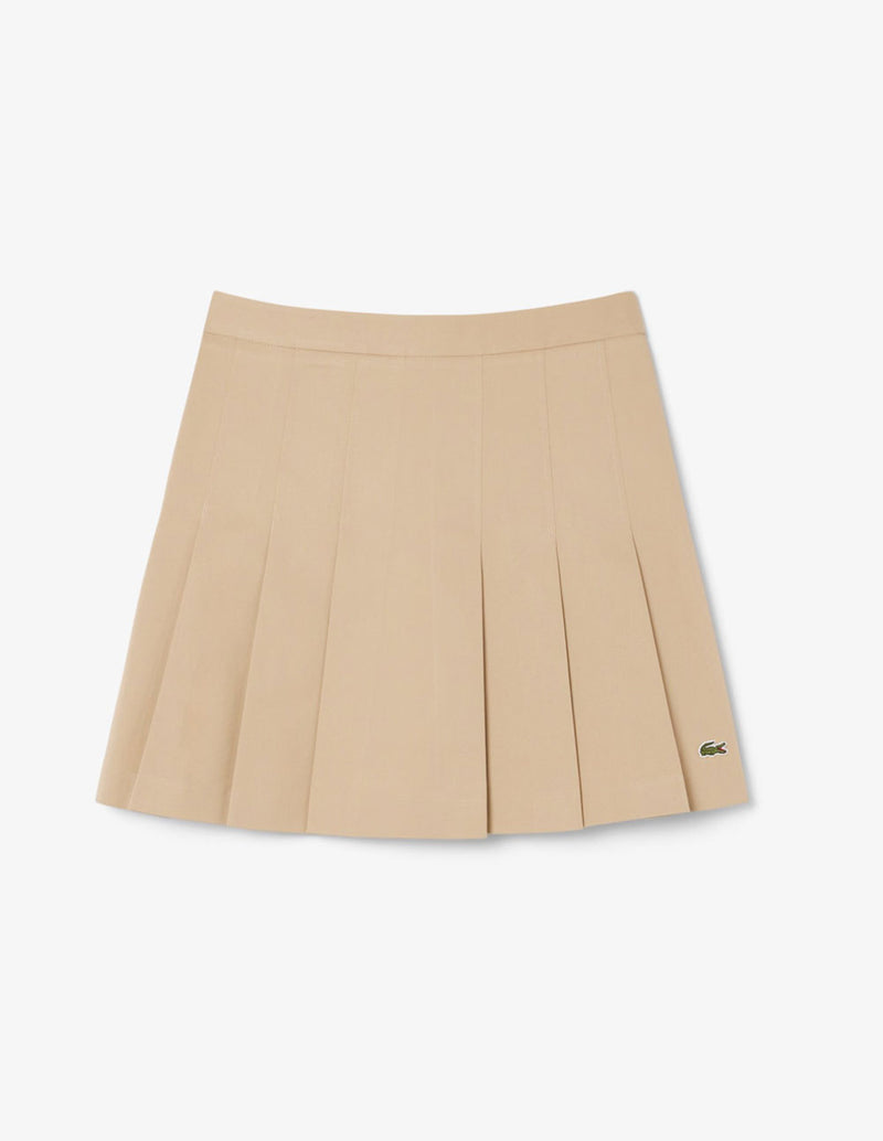 Falda Lacoste Plisada Elástica Beige Mujer