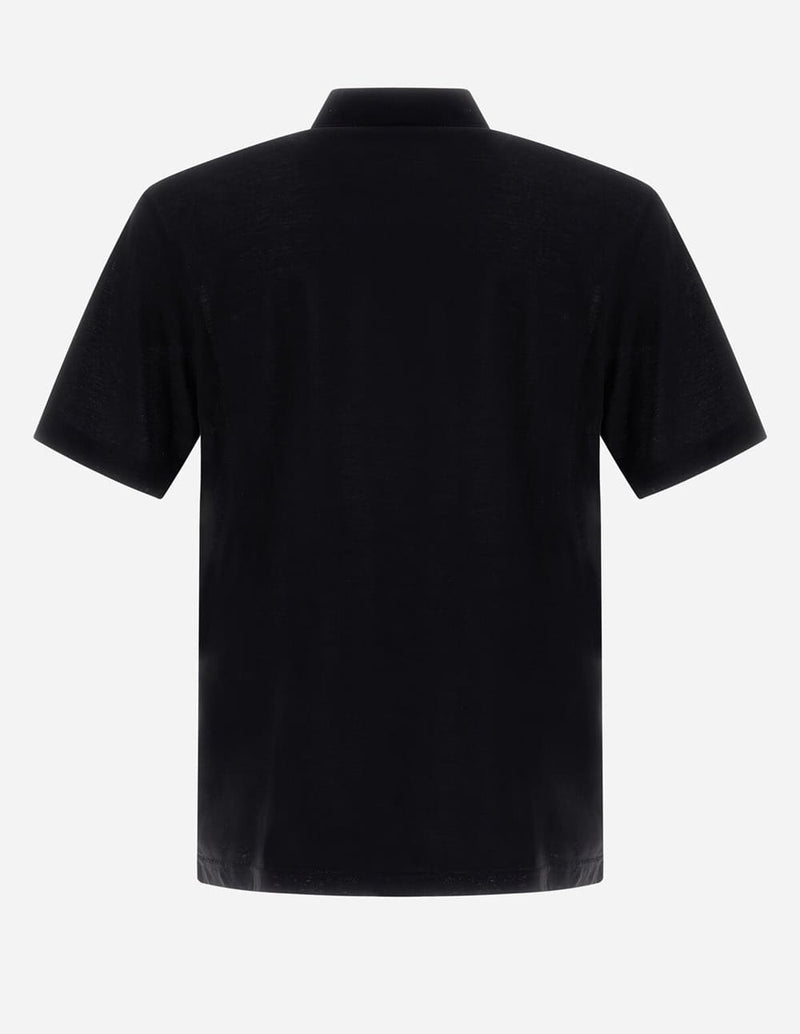 Polo Herno de Crepe Negro Hombre