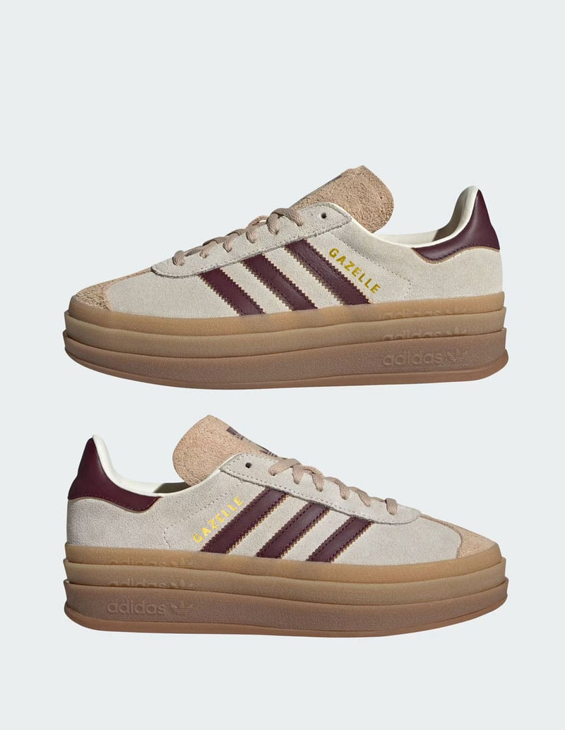 adidas Gazelle Bold Beiges y Burdeos Mujer JQ5127 BEIGE