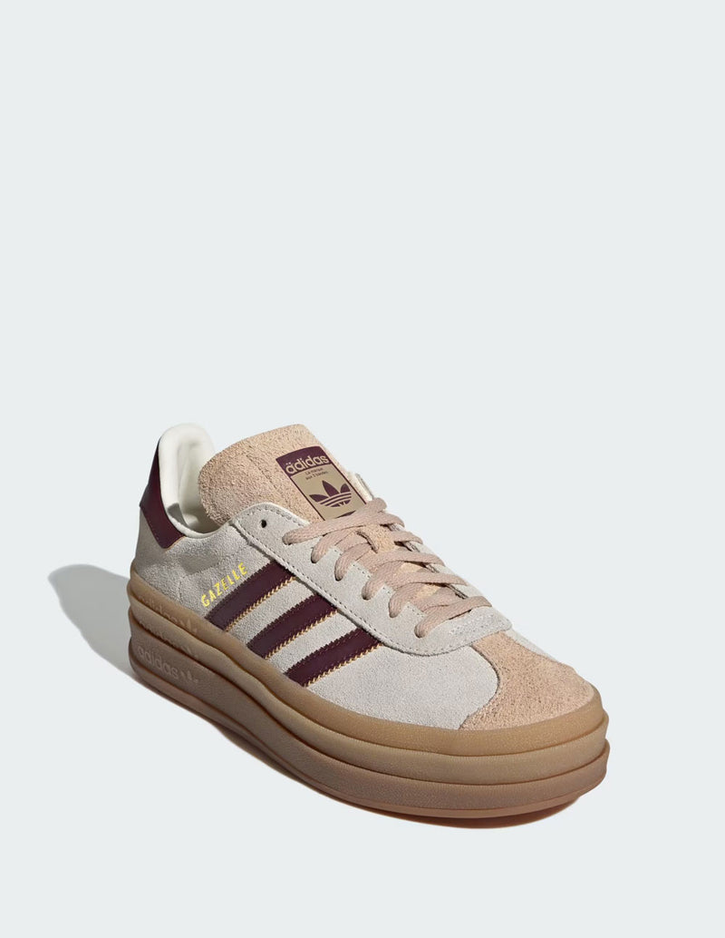 adidas Gazelle Bold Beiges y Burdeos Mujer JQ5127 BEIGE