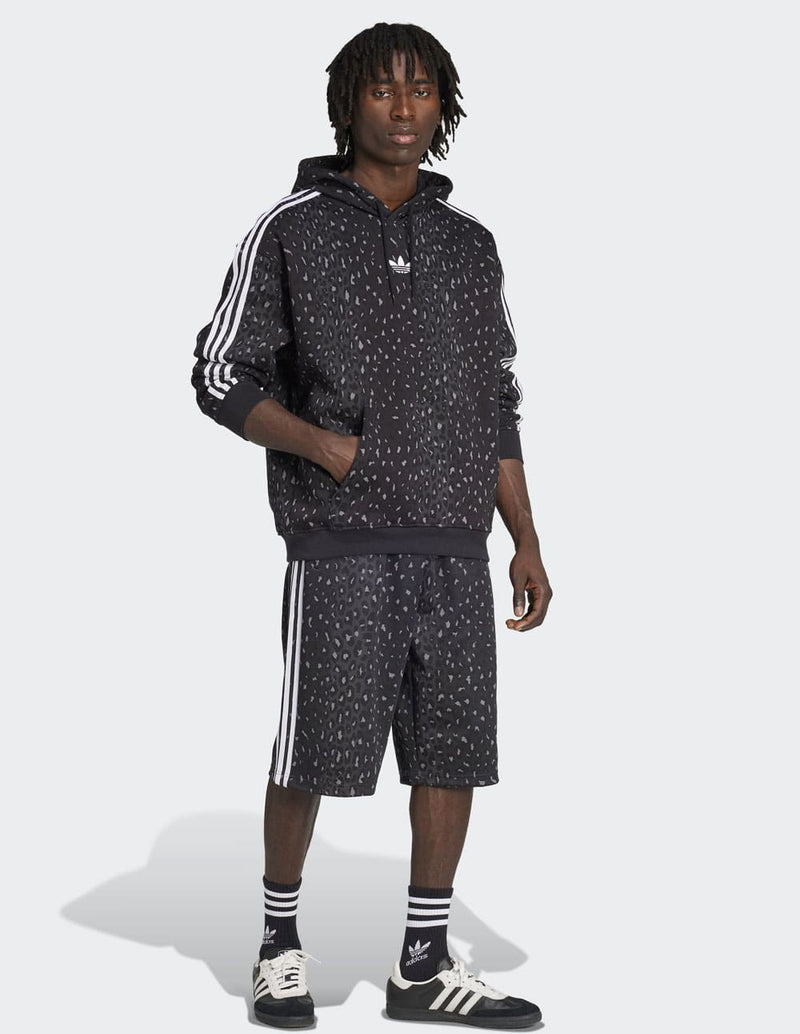 Sudadera con Capucha adidas Leo All Over Print Loose Negra Hombre