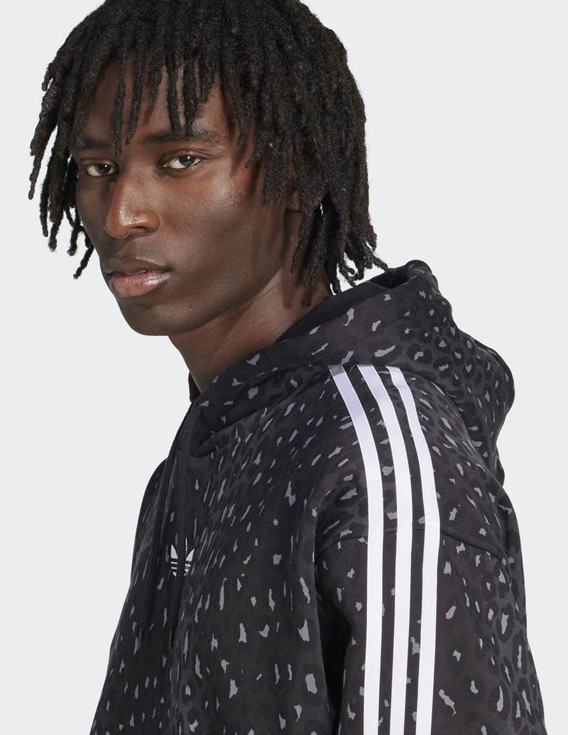 Sudadera con Capucha adidas Leo All Over Print Loose Negra Hombre