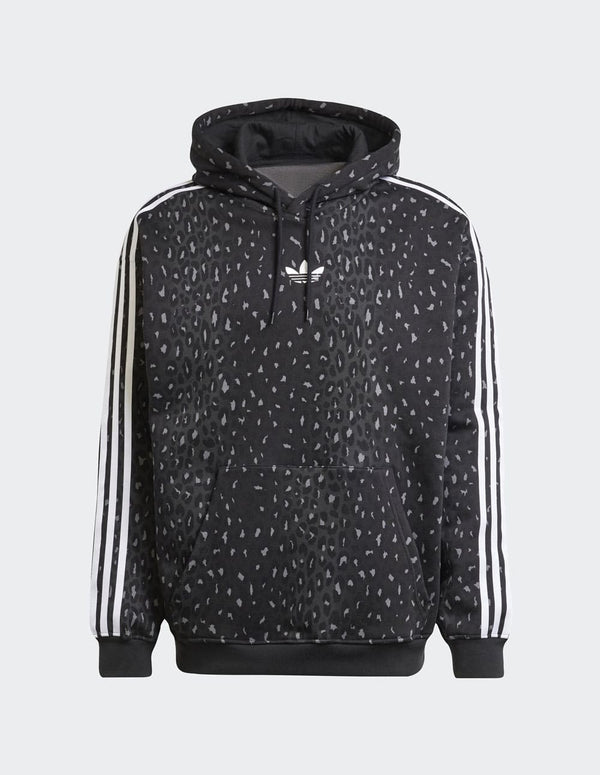 Sudadera con Capucha adidas Leo All Over Print Loose Negra Hombre
