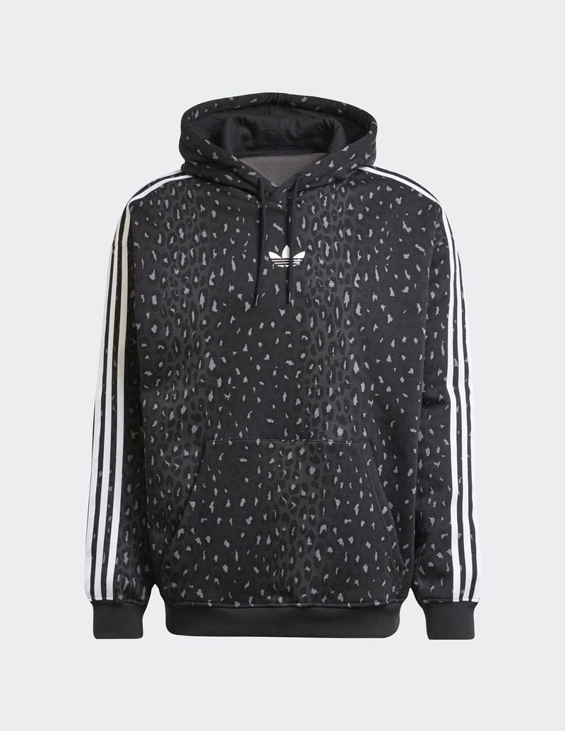 Sudadera con Capucha adidas Leo All Over Print Loose Negra Hombre