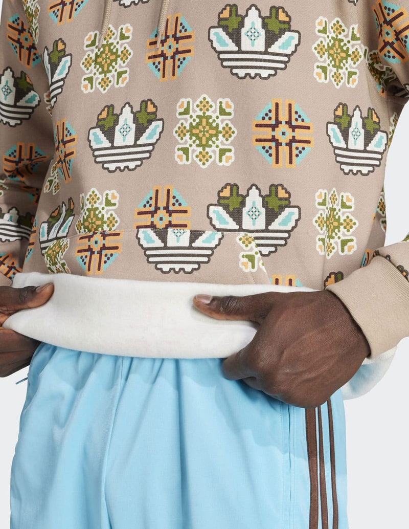 Sudadera con Capucha adidas Tile All Over Print Loose Beige Hombre