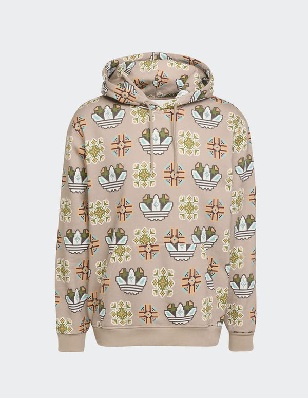 Sudadera con Capucha adidas Tile All Over Print Loose Beige Hombre