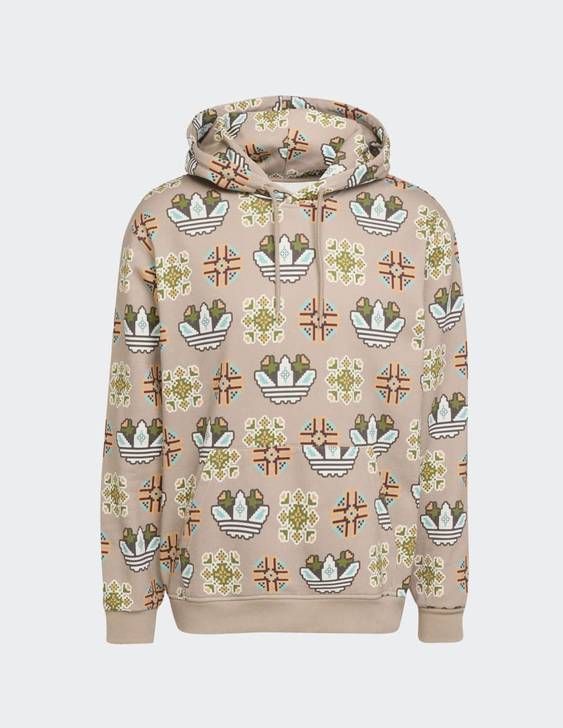 Sudadera con Capucha adidas Tile All Over Print Loose Beige Hombre