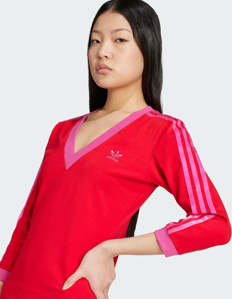 Vestido adidas Classics Tres Bandas Rojo Mujer