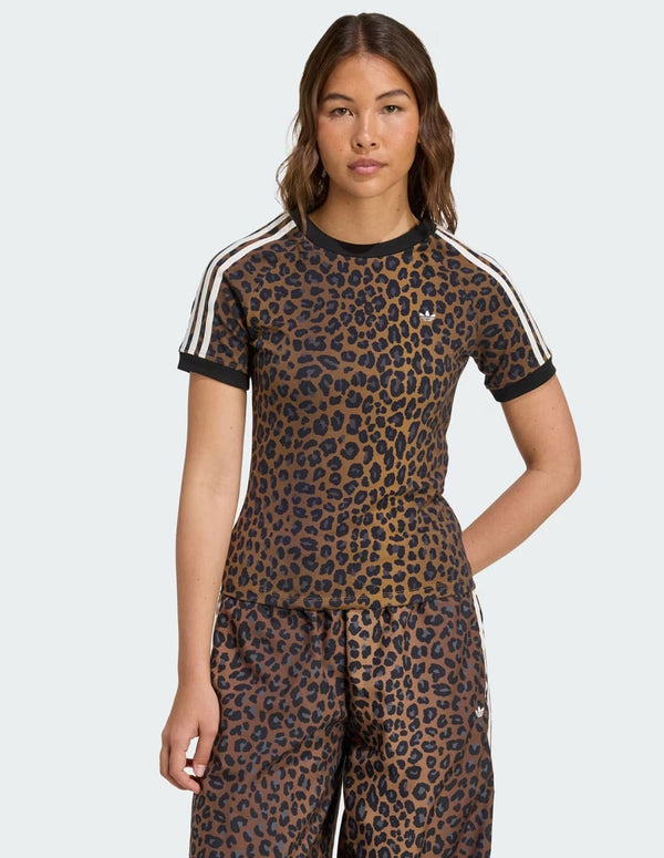 Camiseta adidas Leopard Cali Marrón Mujer