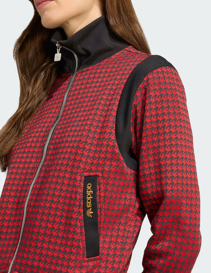 Chaqueta adidas Houndstooth Roja Mujer