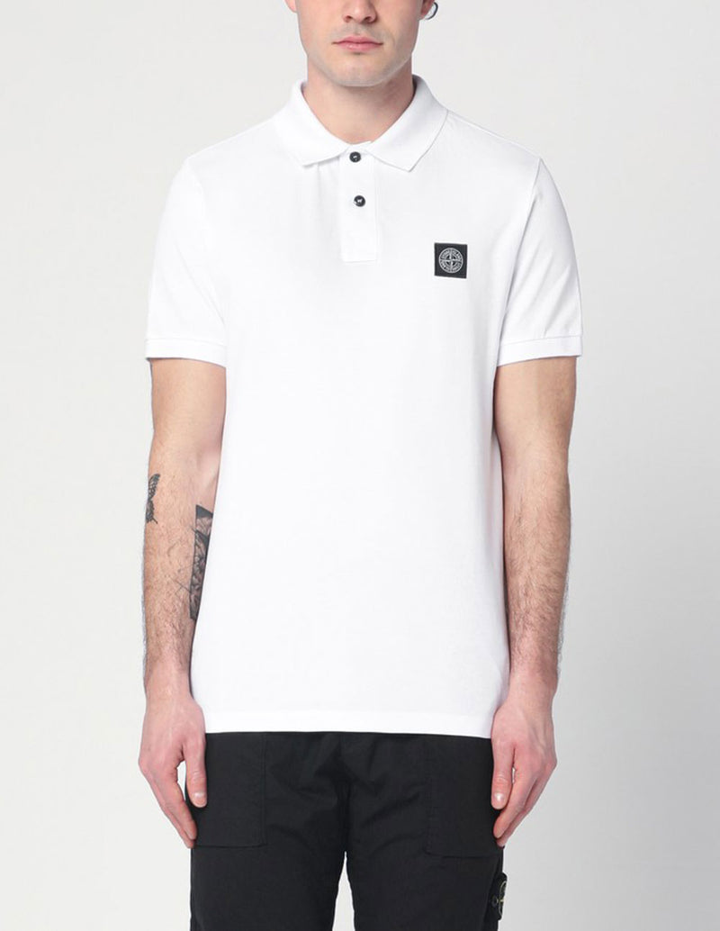 Polo Stone Island con Logo Blanco Hombre