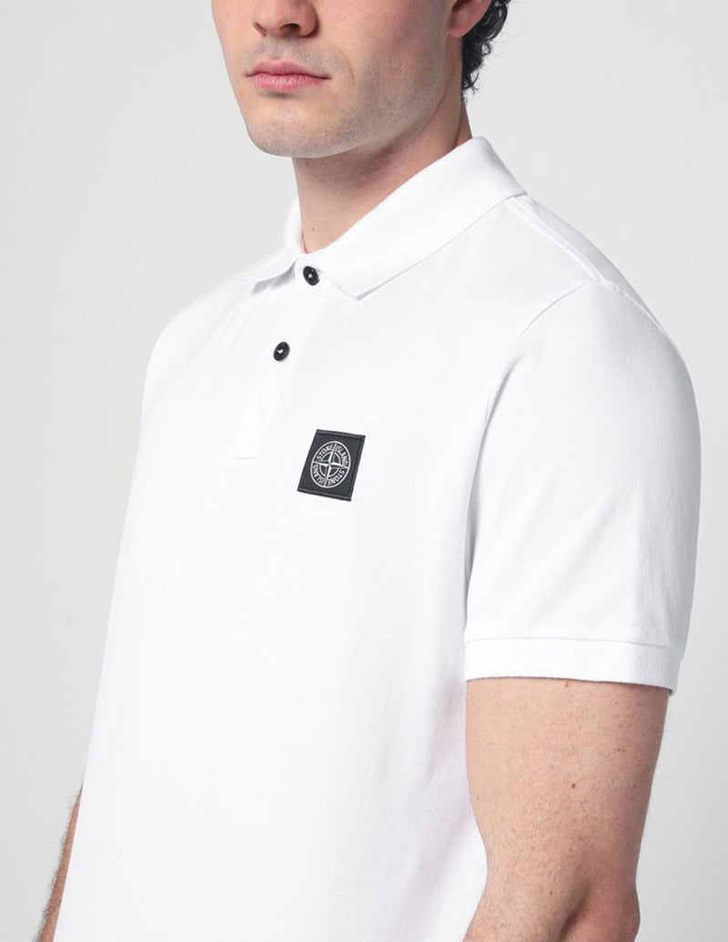 Polo Stone Island con Logo Blanco Hombre