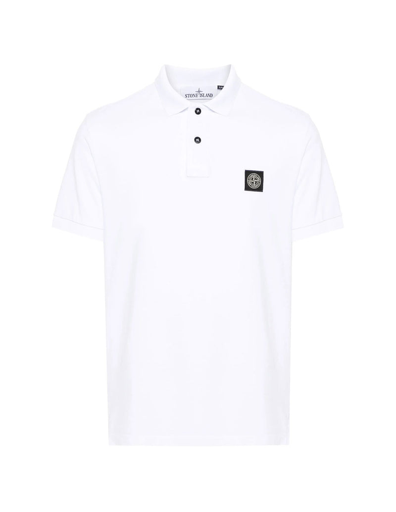 Polo Stone Island con Logo Blanco Hombre