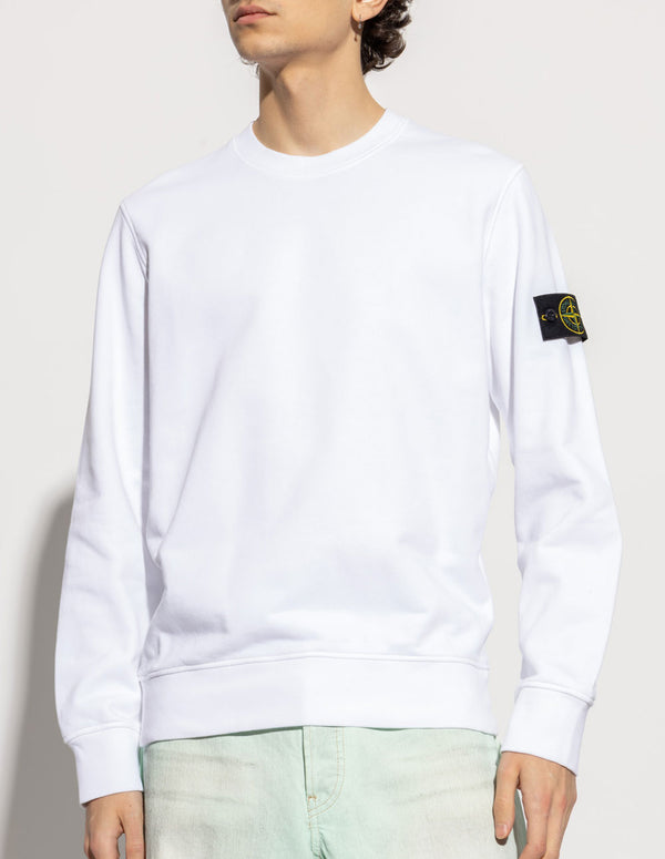 Sudadera Stone Island Logo Patch Blanca Hombre