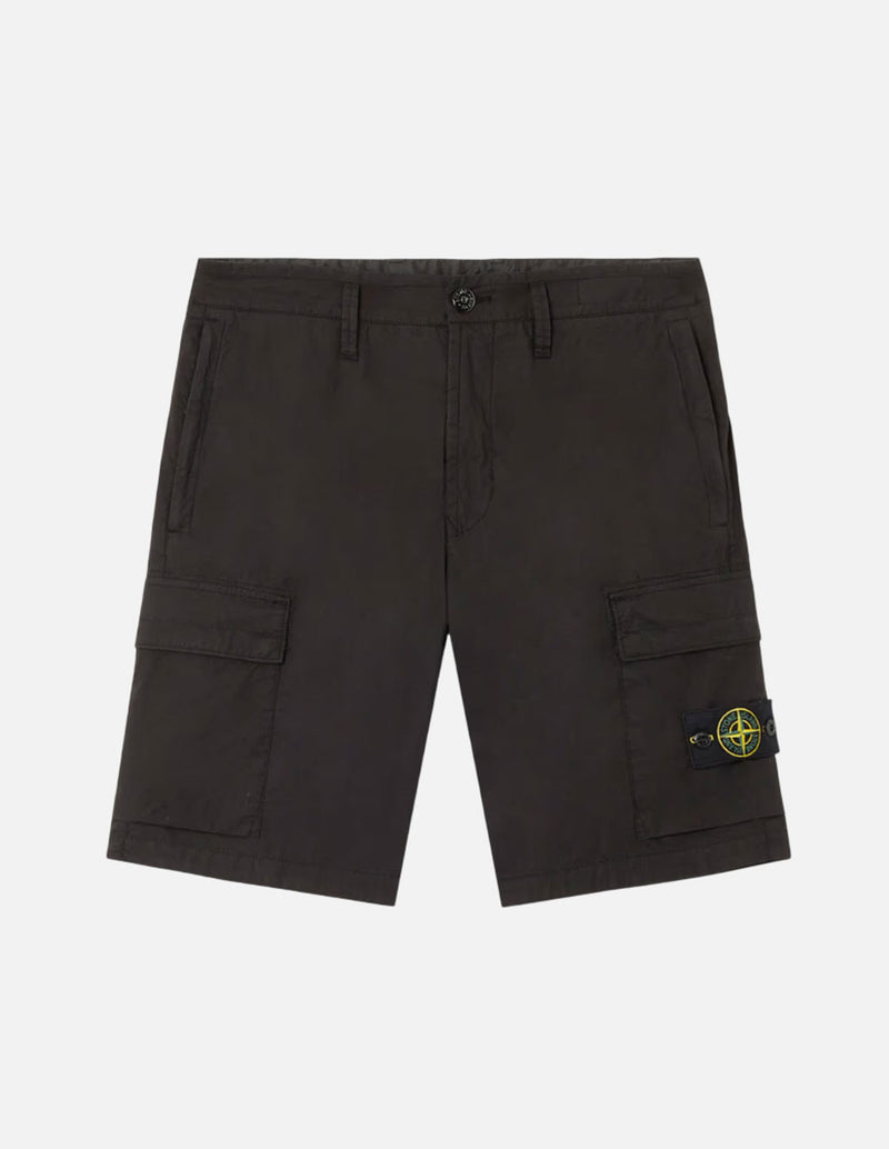 Pantalón Corto Stone Island con Logo Negro Hombre