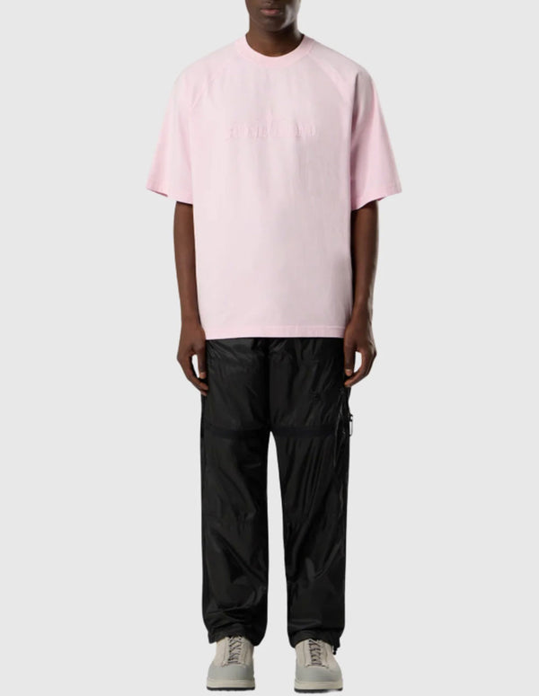 Camiseta Stone Island con Logo Bordado Rosa Hombre