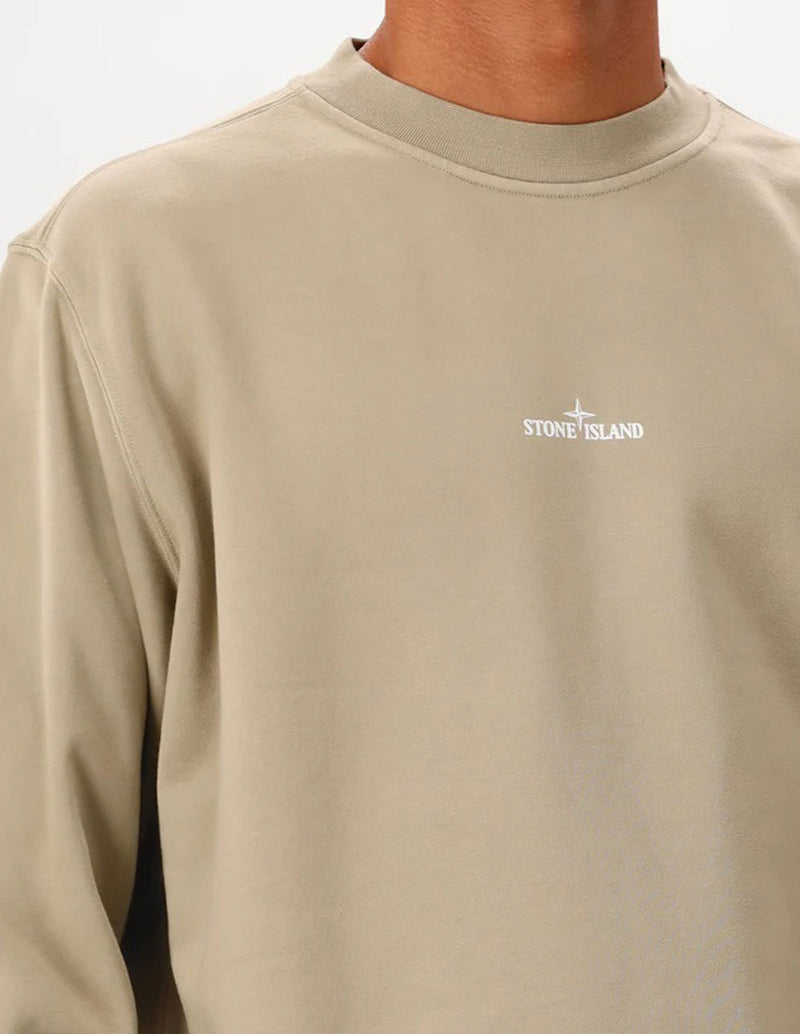 Sudadera Stone Island con Estampado Beige Hombre