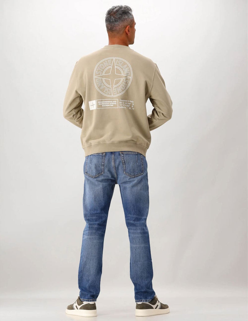 Sudadera Stone Island con Estampado Beige Hombre
