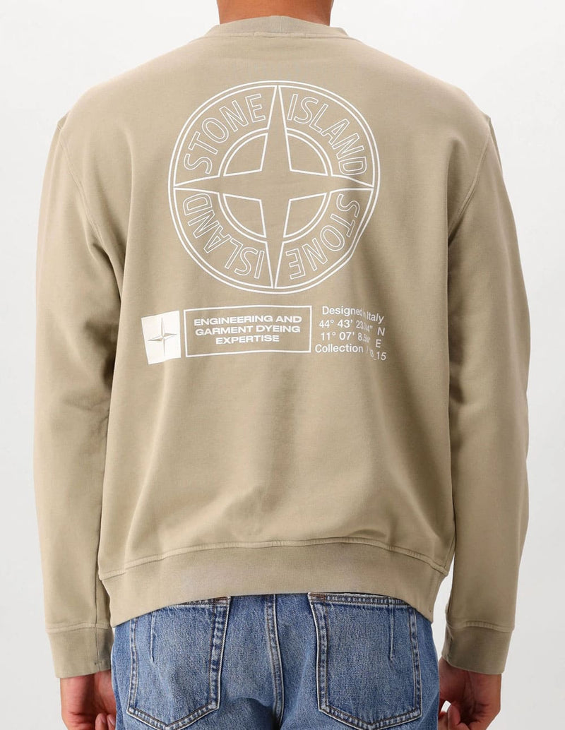 Sudadera Stone Island con Estampado Beige Hombre