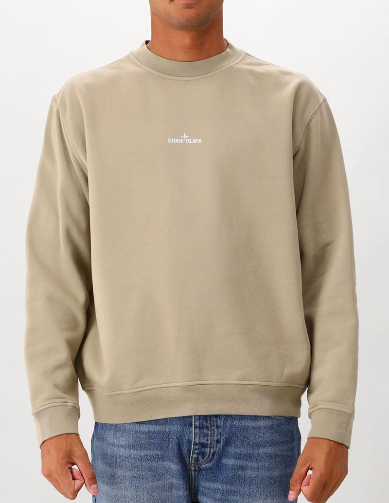 Sudadera Stone Island con Estampado Beige Hombre