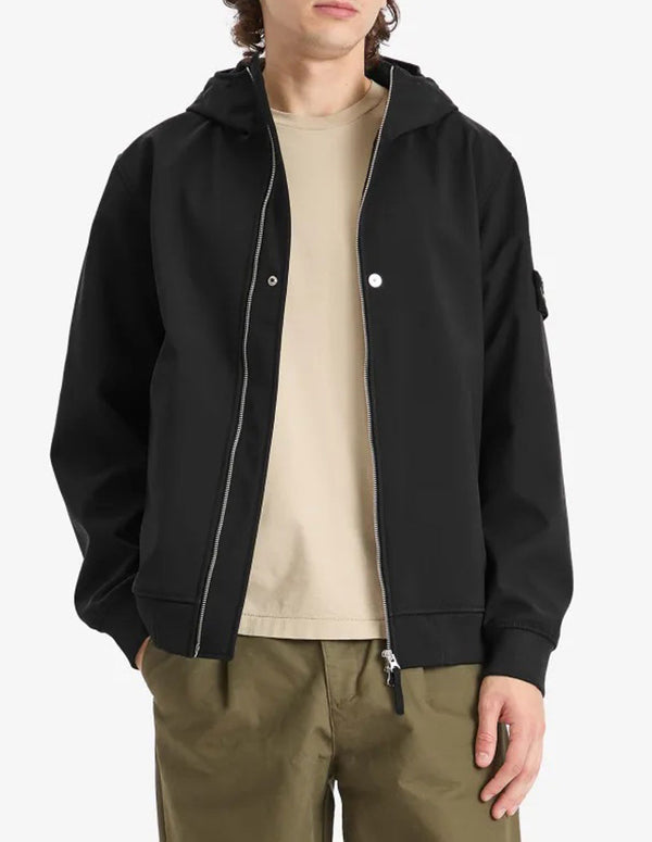Chaqueta con Capucha Stone Island Soft Shell Negra Hombre