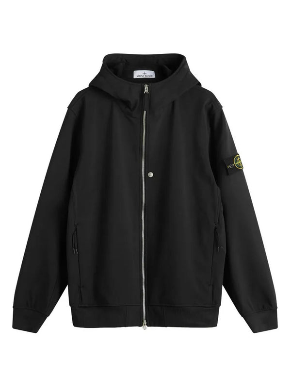 Chaqueta con Capucha Stone Island Soft Shell Negra Hombre
