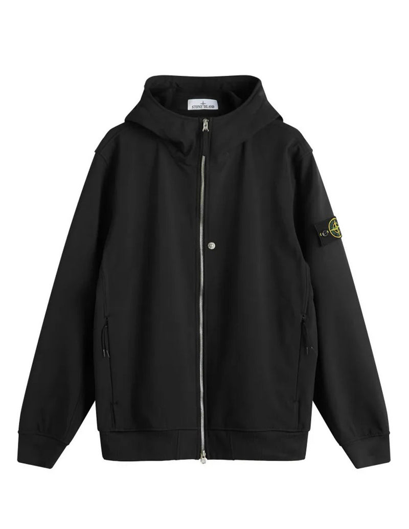 Chaqueta con Capucha Stone Island Soft Shell Negra Hombre