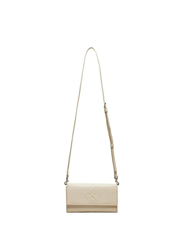 Cartera Bandolera Calvin Klein Jeans con Logo Beige Mujer 10 x 19 x 4