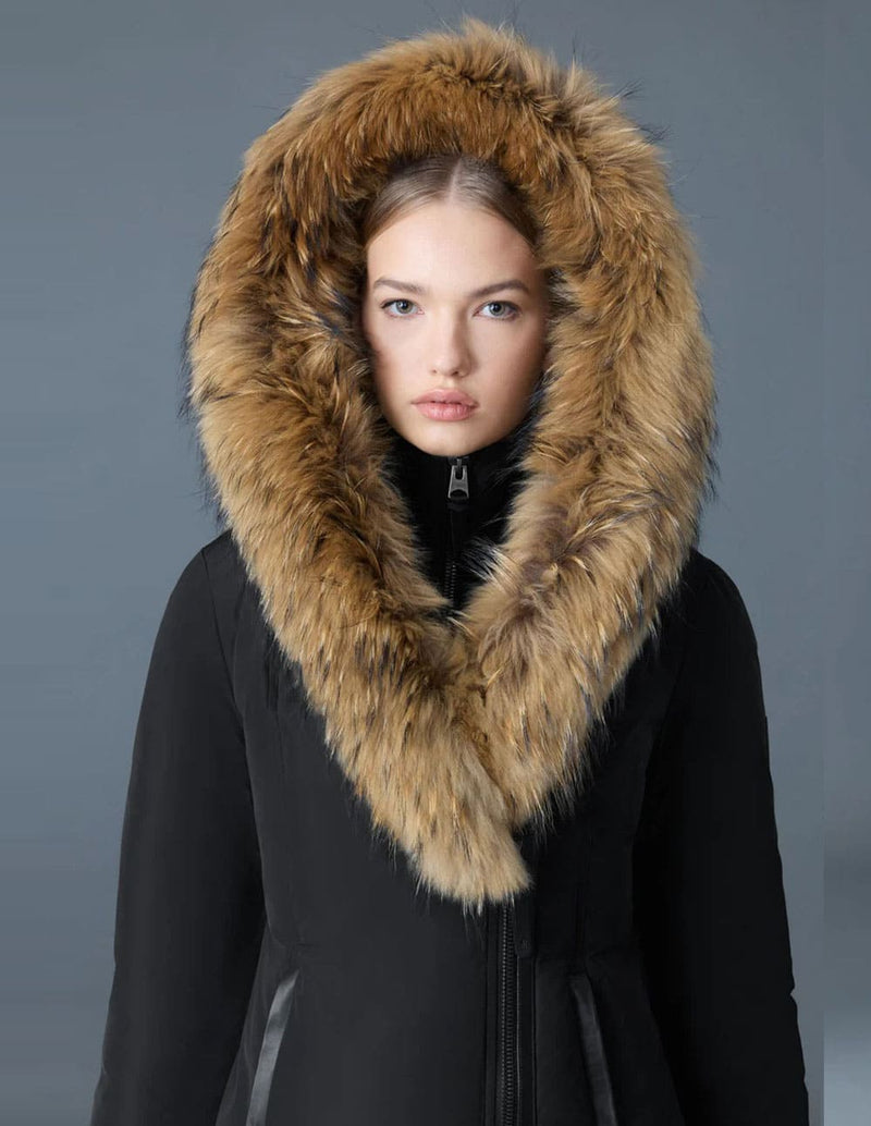 Abrigo de Plumas MACKAGE Kay-F con Cuello de Piel Negro Mujer