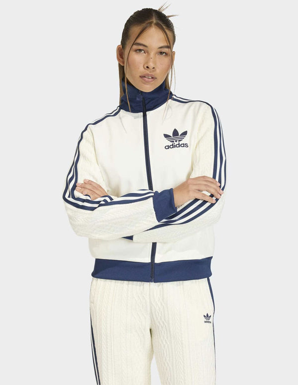 Chaqueta adidas Originals Knit Classic Blanca y Azul Mujer