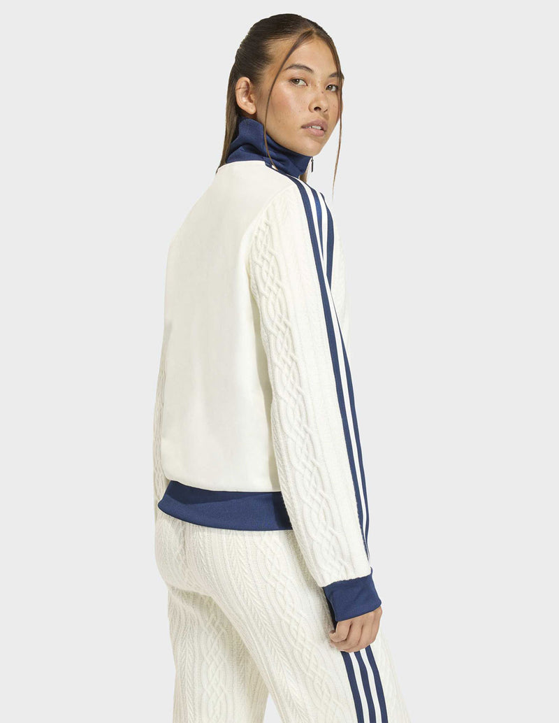 Chaqueta adidas Originals Knit Classic Blanca y Azul Mujer