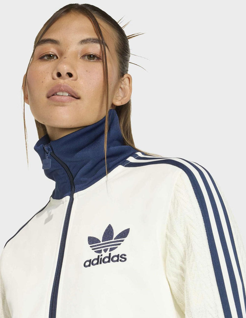 Chaqueta adidas Originals Knit Classic Blanca y Azul Mujer