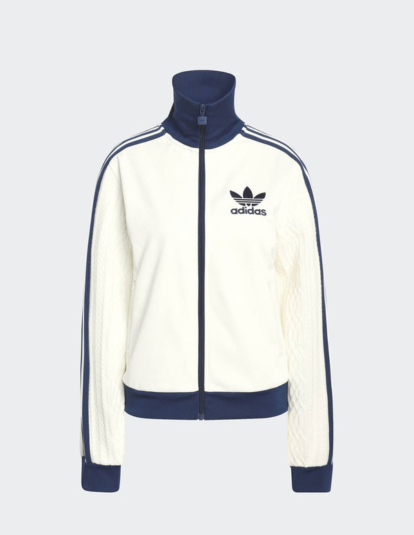 Chaqueta adidas Originals Knit Classic Blanca y Azul Mujer