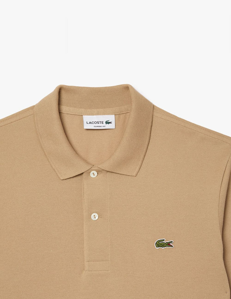 Polo Lacoste de Manga Larga L.12.12 Beige Hombre