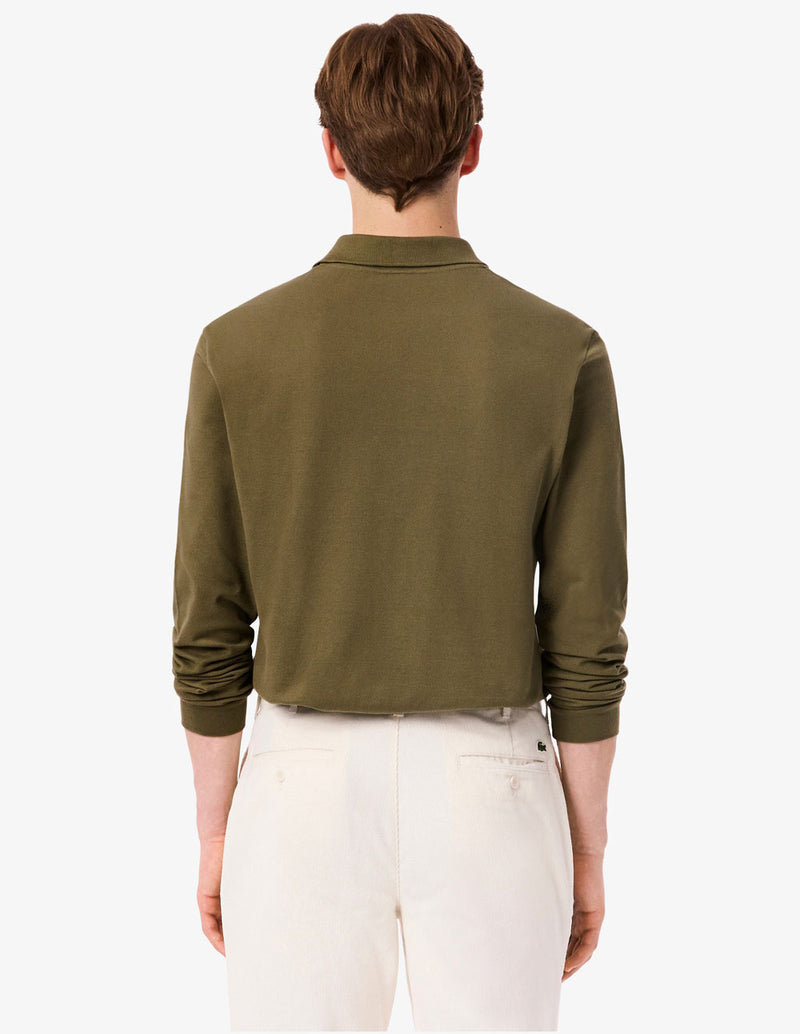 Polo Lacoste de Manga Larga L.12.12 Verde Hombre