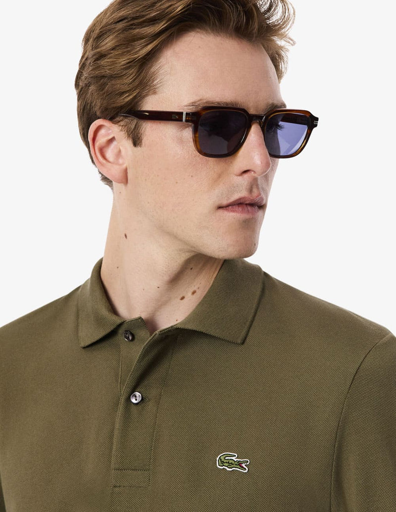 Polo Lacoste de Manga Larga L.12.12 Verde Hombre