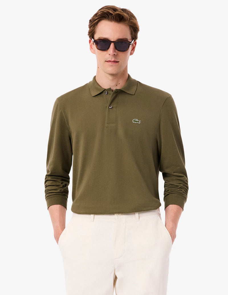 Polo Lacoste de Manga Larga L.12.12 Verde Hombre
